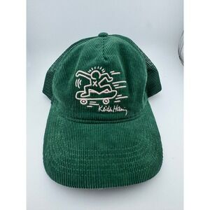 Keith Haring Mad Engine Green Corduroy Trucker Hat Skateboarder Snapback Cap